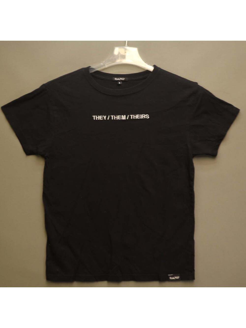 Gender Fluid They/Them/Theirs Embroidered T-Shirt Small Black Pride LGBTQ+ Tee